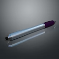 Silver Metallic Pen With Purple Cap Reflective Surface Daily Life Product