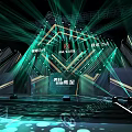 Modern KTV Stage Design With Green Lighting And Geometric Decorations