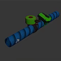 Blue Perforated Tubular Pipe With Green Connector Components Design 3d model
