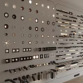 Various Designs of Downlights and Spotlights Display Collection on Wall for Interior Lighting
