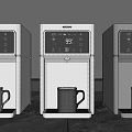 Modern Water Dispensers With Digital Temperature Display And Mugs In Front White Gray Black