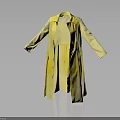 Modern Flowy Yellow Long Coat With Lapel Collar Front Buttons And Long Sleeves