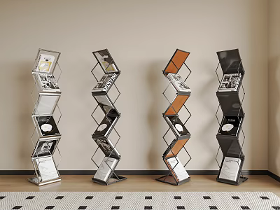 Modern Geometric Shelving Units with Various Colors for Magazine Storage in Living Room 3d model