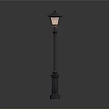 Vintage Street Lamp Design With Decorative Dark Pole And Glass Lampshade