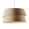 Stylish Double Layer Beige Fabric Pendant Light With Vertical Stripe Design Shade 3d model