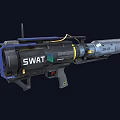 SWAT DR03 Advanced Tactical Weapon With Blue Accents And Launcher Structure