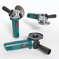 Three Green Electric Angle Grinders In Various Positions For Hardware Tools