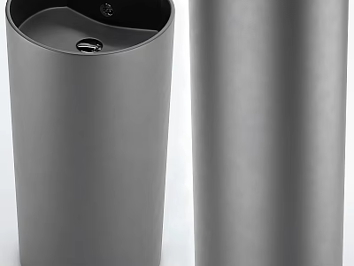 Minimalist Modern Two Gray Cylindrical Washbasins With Sleek Surface Design 3d model