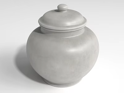 Ceramic Jar With Light Gray Smooth Surface And Simple Lid Design 3d model