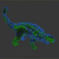 Detailed 3D Ankylosaurus Dinosaur Model With Spiked Back And Clubbed Tail On Gray Background