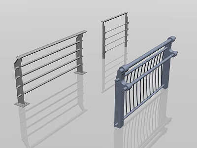 Various Metal Railing Designs Featuring Horizontal And Vertical Bar Structures For Outdoor Use 3d model