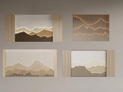 New Chinese background wall mountain 3d model