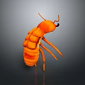 Orange Insect 3D Model With Segmented Body Antennae And Shiny Legs On Dark Background 3d model