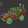 Military Armored Vehicle With Camouflage Paint And Roof Antennas Equipment Design