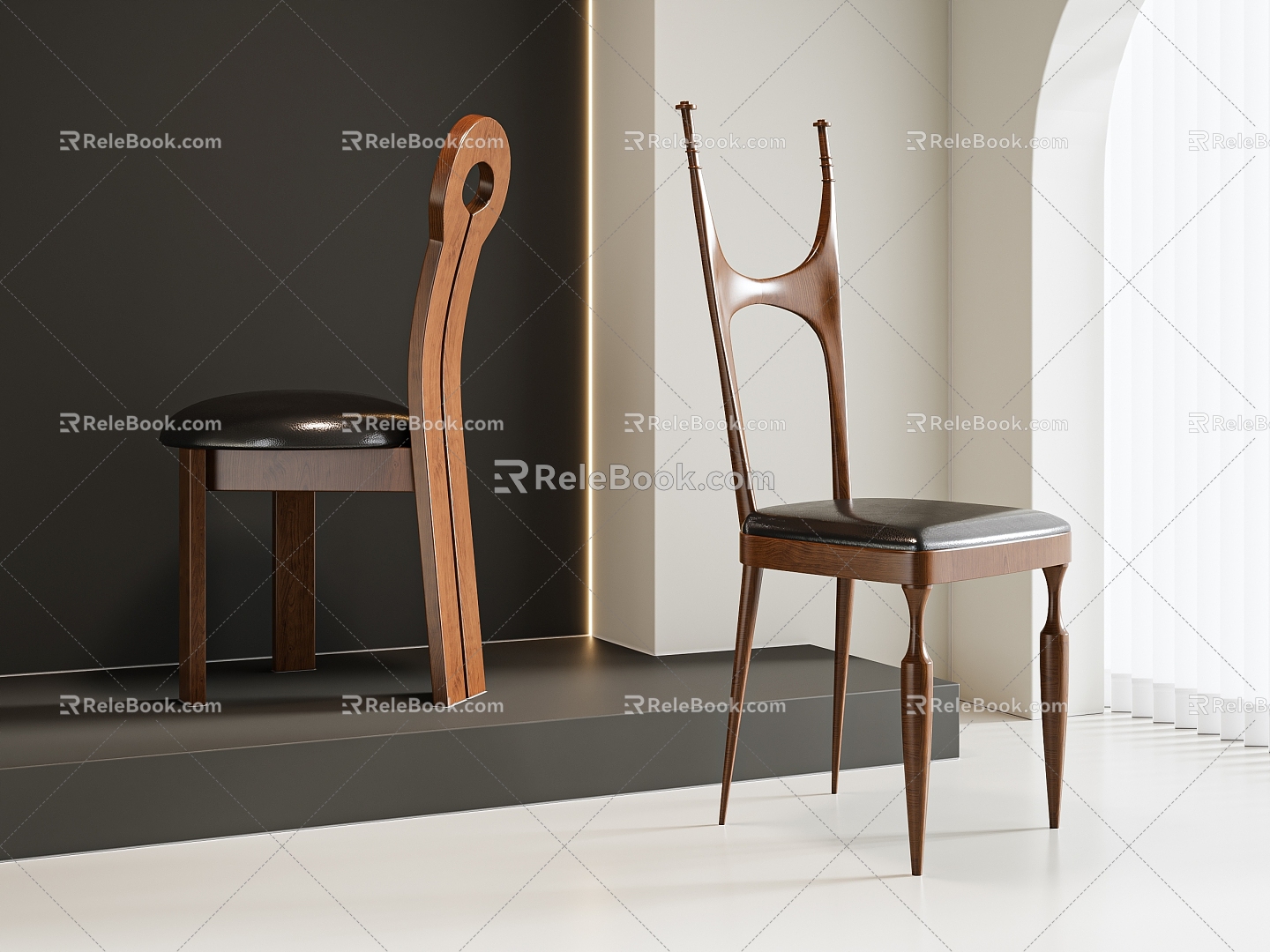 Quiet Chinese Style Single Chair Dining Chair 3d model