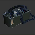Vintage Green Portable Telephone With Black Handset Coiled Cord And Hanging Tag