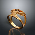 Elegant Gold Ring Featuring Intricate Openwork Design And Shiny Gold Finish 3d model
