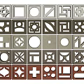 Architectural Decorative Grilles Featuring Various Geometric Patterns And Metal Shapes 3d model