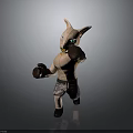 Fantasy Creature 3D Character Design In Boxing Pose With Camouflage Shorts And Gloves