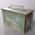 Green Metal Storage Box with Metal Handle and Orange White Tag Vintage Design
