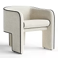 Sleek Modern Leisure Chair Upholstered In Beige Fabric With Black Trim Accents