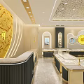 Elegant Luxury Jewelry Store Interior With Gold Decor And Glass Display Cases