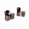 Vintage Brown Leather Small Boxes Some Open and Some Closed On White Background 3d model