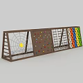 Kids Outdoor Climbing Playground Structure With Wooden Frame Colorful Holds Net And Ladder