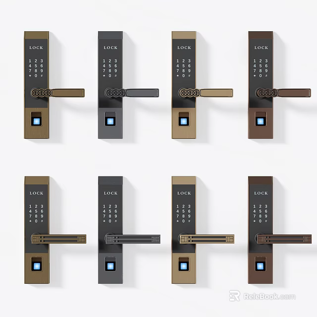 Modern Door Lock Handles with Multiple Designs Digital Keypads and Secure Lock Features 3d model