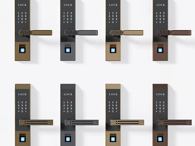 Modern Door Lock Handles with Multiple Designs Digital Keypads and Secure Lock Features 3d model