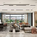 Modern Elegant Open Plan Living And Dining Room Interior Design With Cozy Furnishings And Large Windows