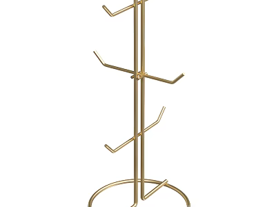 Gold Metal Freestanding Bathroom Accessories Towel Rack With Multi Tier Hooks 3d model