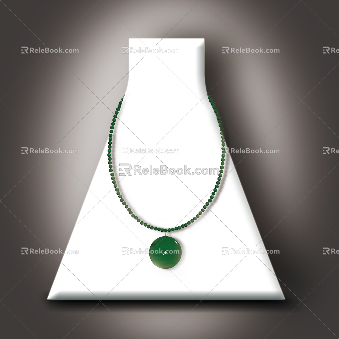 Green jade material necklace 3d model