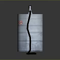 Silver Metal Keg With Tap Handle Black Hose And Red Safety Labels