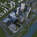 Aerial View Urban Planning With High Rise Buildings Road Network Green Spaces And River