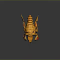Ferocious Orange Arthropod Like Game and Movie Character With Large Pincers and Red Eyes