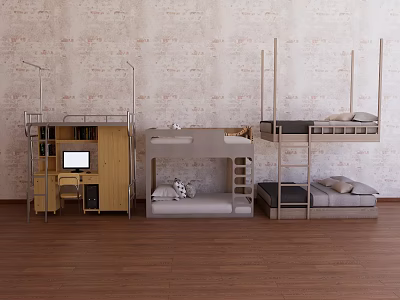 Children's Bed Combination Upper and Lower Bed Dormitory Bed 3d model
