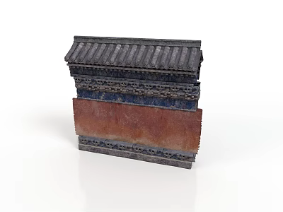 Traditional Chinese Layered Architecture With Tile Roof Decorative Carvings And Red Wall 3d model