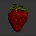 Juicy Fresh Ripe Strawberry With Green Leaves On Gray Background