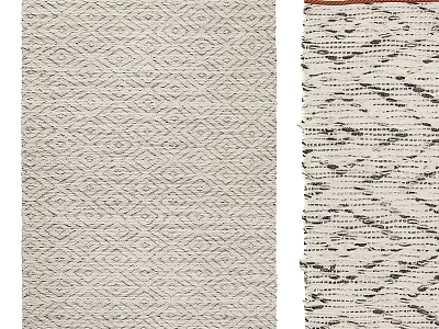 Light Colored Square Rug with Geometric Diamond Pattern and Dark Striped Design 3d model