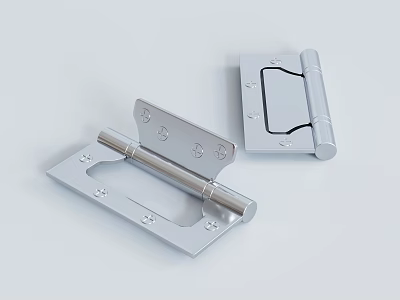 Silver Metal Hinges Two Styles Furniture Door Hardware Accessories With Screw Holes 3d model