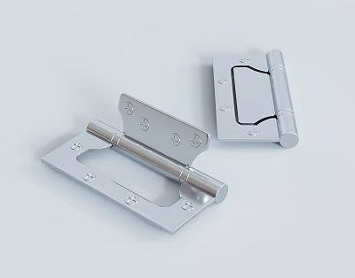 Silver Metal Hinges Two Styles Furniture Door Hardware Accessories With Screw Holes 3d model