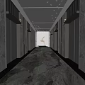 Elegant Modern Elevator Lobby Interior With Marble Floor Stone Walls Elevator Doors And Ceiling Lights 3d model
