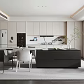 Modern Open Concept Kitchen Interior Design With White Cabinets Black Island And Appliances