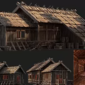 Ancient Traditional Building With Thatched Roof Wooden Frames And Classic Architectural Design
