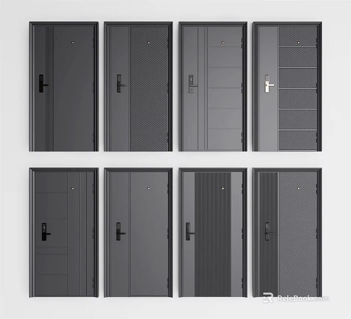 Modern Security Doors Featuring Various Designs For Home Safety And Protection 3d model