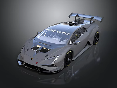 Gray Lamborghini Invencible Sports Car With Rear Spoiler And Aerodynamic Design 3d model