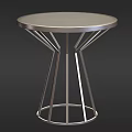 Two Modern Round Side Tables With Geometric Metal Frame And Circular Top 3d model