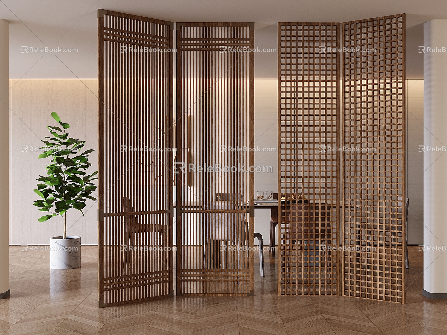 Middle ancient style grille partition middle ancient style solid wood screen 3d model