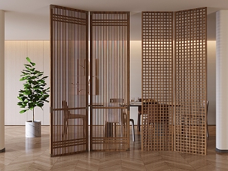 Middle ancient style grille partition middle ancient style solid wood screen 3d model